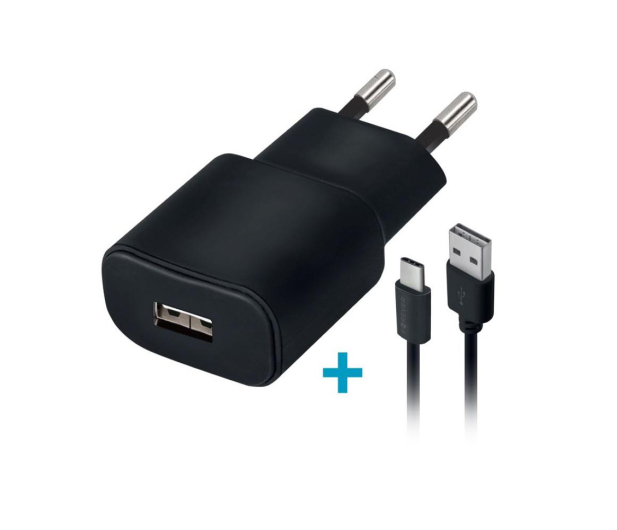 FOREVER 1xUSB 2A TC-01 + kabel USB-C czarna - 1390268 - zdjęcie